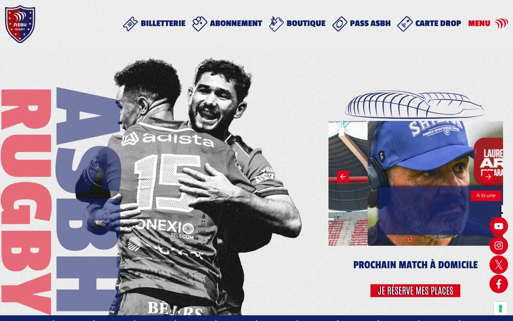 Capture du site de ASBH, Club de rugby professionnel à Béziers