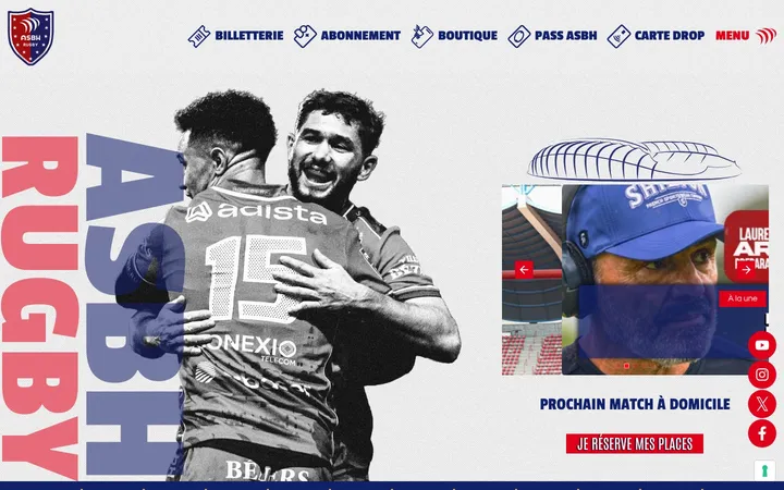 Capture du site de ASBH, Club de rugby professionnel à Béziers