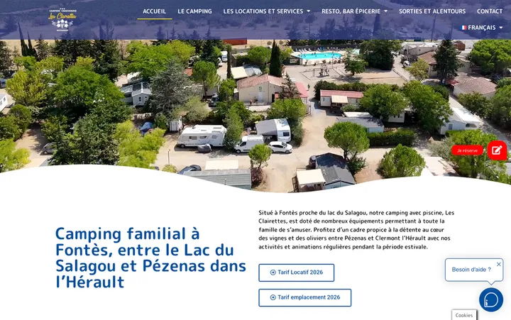 Capture du site de Camping Les Clairettes, Camping à Fontès