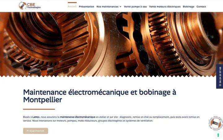 Capture du site de CBE Technologies, Maintenance électromécanique à Lattes