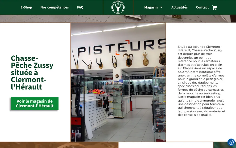 Capture du site de Chasse-Pêche Zussy, Armurerie, chasse & pêche à Clermont-l'Hérault