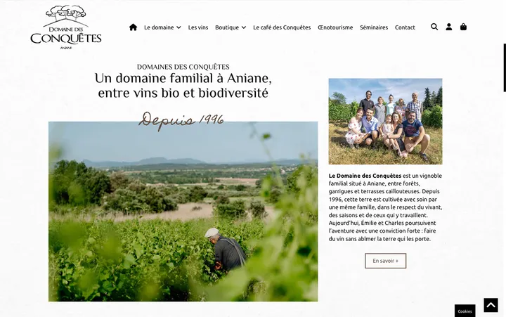 Capture du site de Le Domaine des Conquêtes, Domaine viticole à Aniane