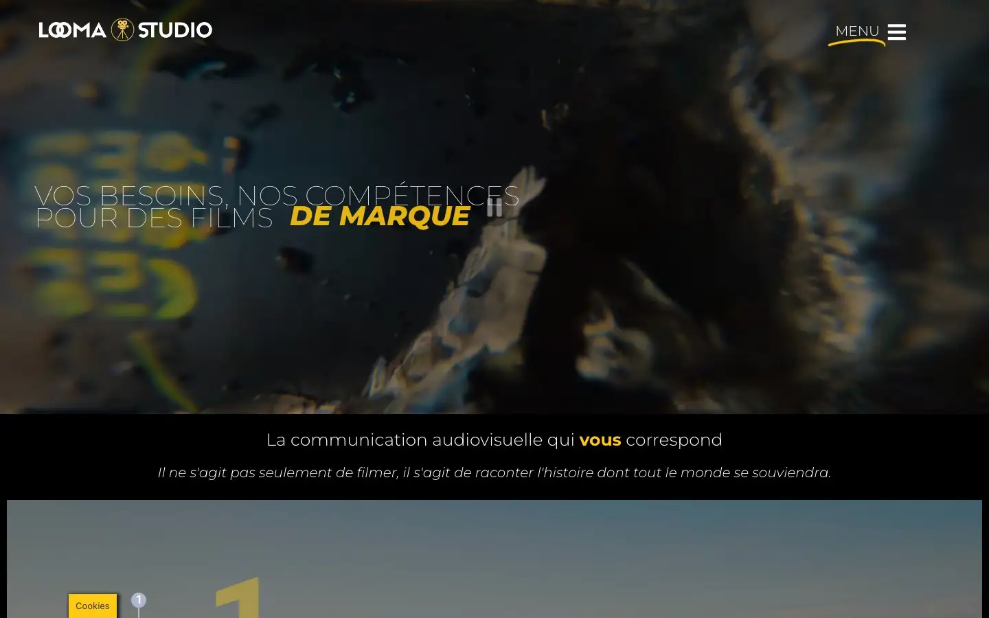 Page d'accueil du site Looma Studio, Production audiovisuelle, à Guzargues.