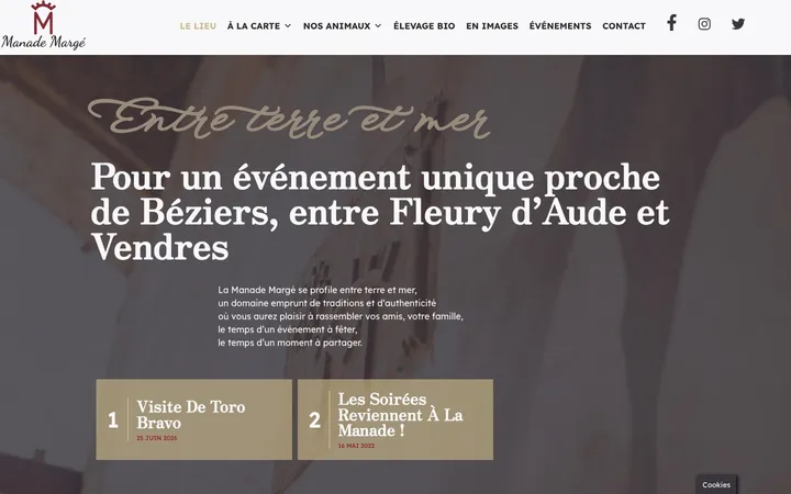 Capture du site de Manade Margé, Manade camarguaise à Fleury-d'Aude