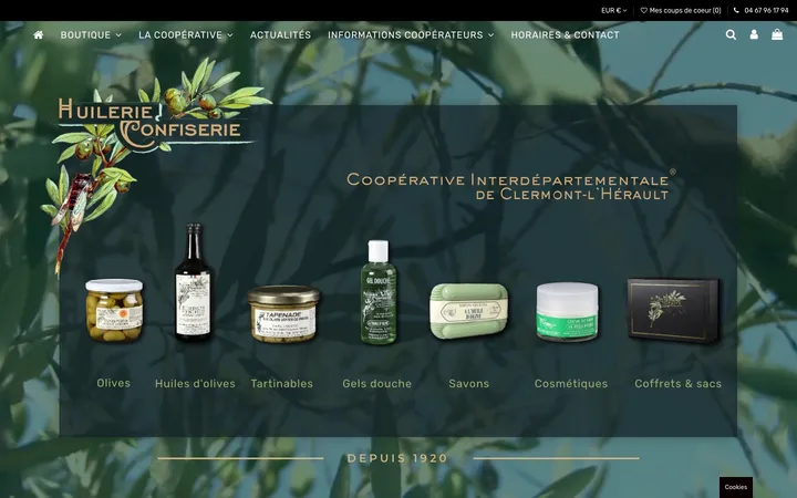 Capture du site de L'Olidoc, Huilerie & produits du terroir à Clermont-l'Hérault