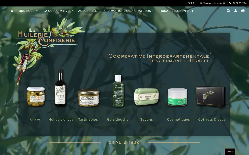Capture du site de L'Olidoc, Huilerie & produits du terroir à Clermont-l'Hérault
