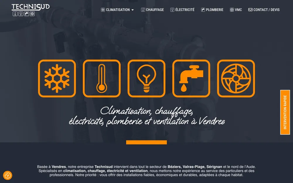Capture du site de Technisud, Climatisation & chauffage à Vendres