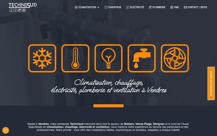 Capture du site de Technisud, Climatisation & chauffage à Vendres